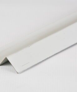 An angled close-up of an SM25 Shadowline White ceiling trim on a white background.