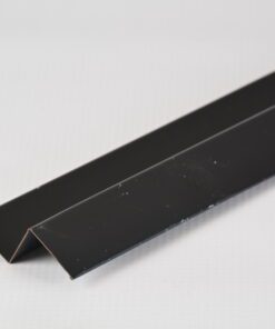 An angled close-up of an SM25 Shadowline black ceiling trim on a white background.