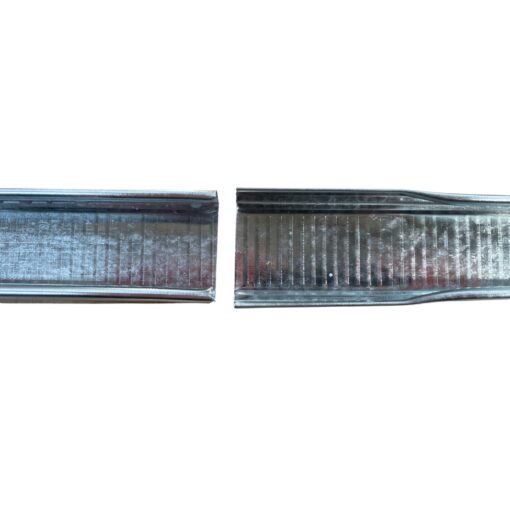 Close-up view of two steel brandering profiles showing the crimped end.